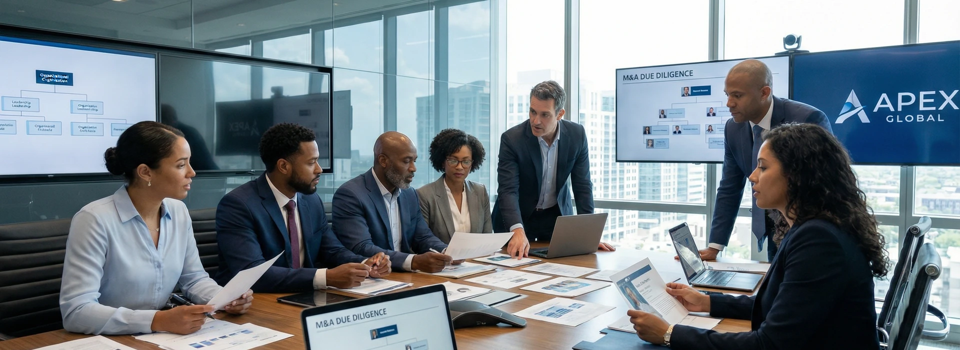 Equipo ejecutivo realizando Talent Due Diligence en proceso de M&A